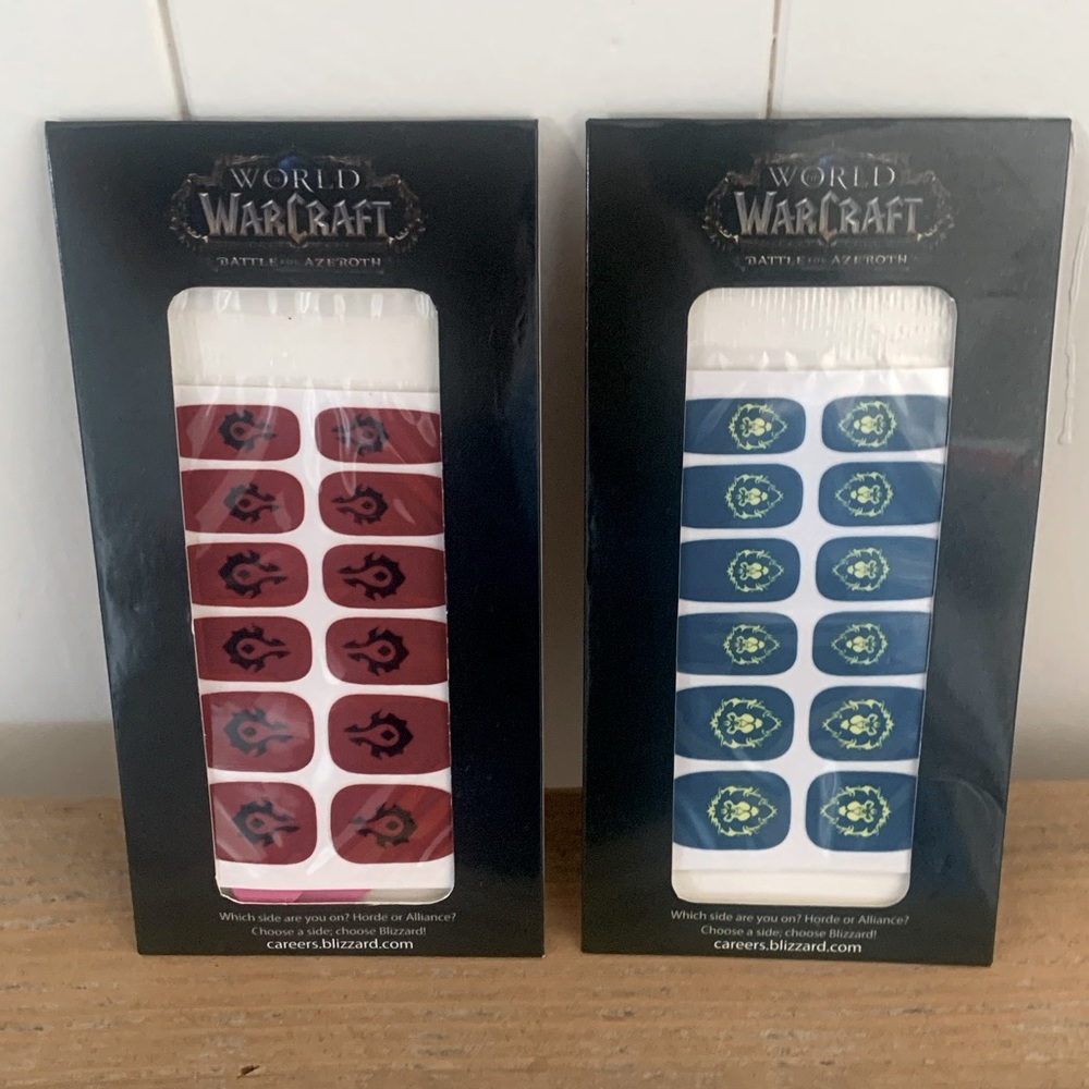 2 Packs World of Warcraft Horde & Alliance Finger Nail Wraps Stickers Art Decals